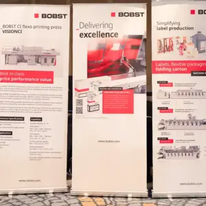 Pull-up banner displays at the BOBST Vietnam Packaging Industry Roadshow 2026