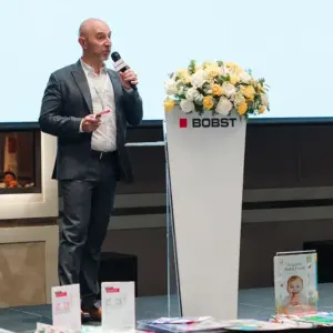 Speaker on stage at the BOBST Vietnam Packaging Industry Roadshow 2026, Sofitel Saigon Plaza