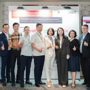 Delegates at the branded BOBST photo wall, Sofitel Saigon Plaza